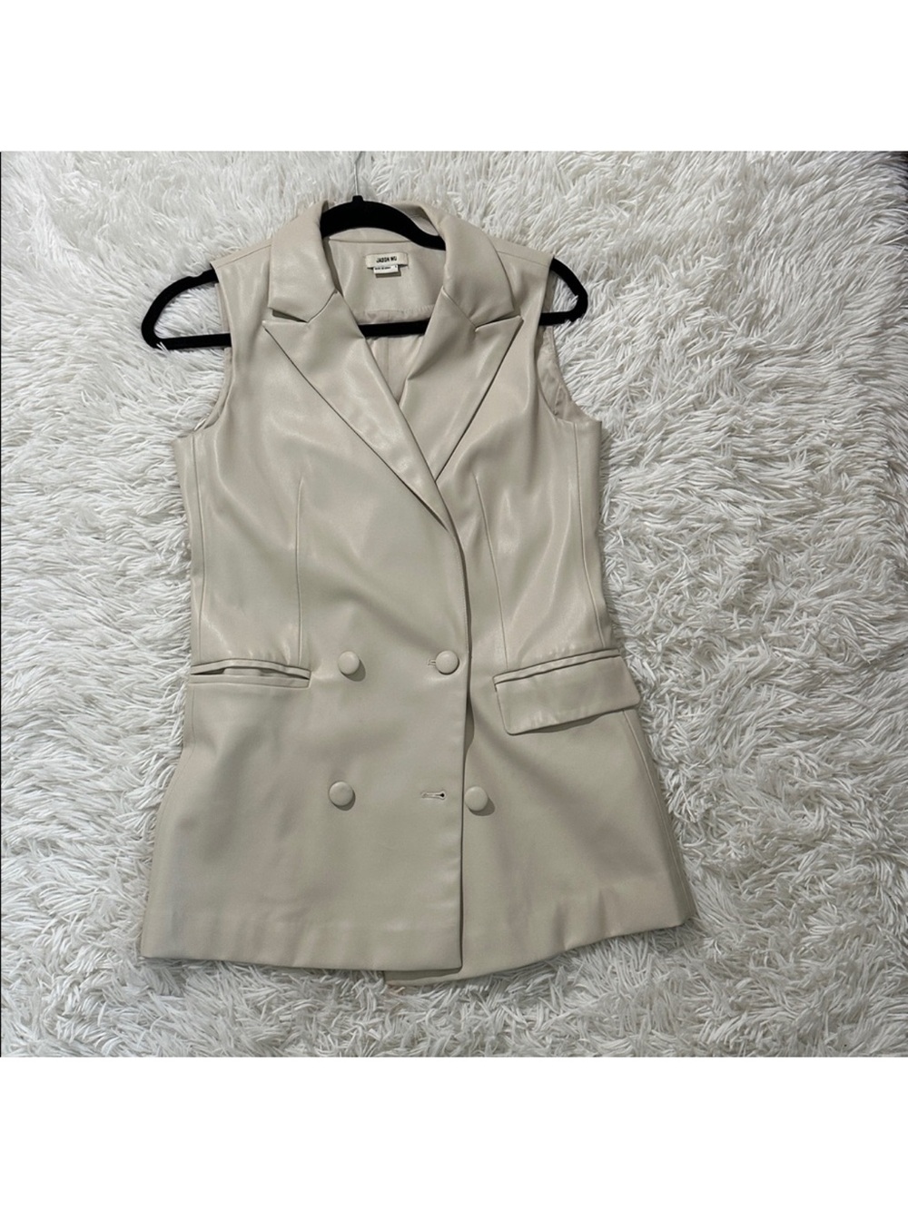 Jason Wu Sleeveless Double-Breasted Faux Leather Vest - Cream Preowned size-S